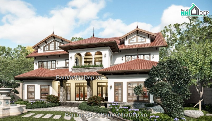 mẫu villa 3 tầng su đẹp,villa đẹp,file sketchup villa 3 tầng